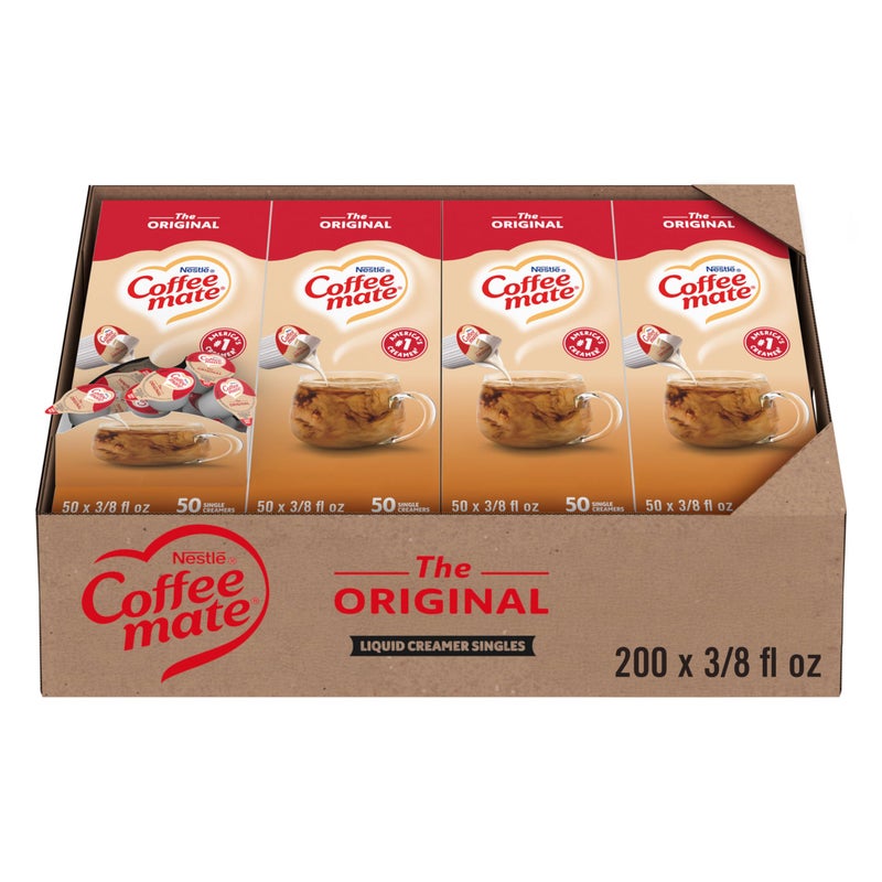 Coffee Mate Nestle Coffee mate Coffee Creamer, Original, Liquid Creamer Singles, Non Dairy, No Refrigeration, 0.375 fl oz Tubs (Pack of 200) - Image 1